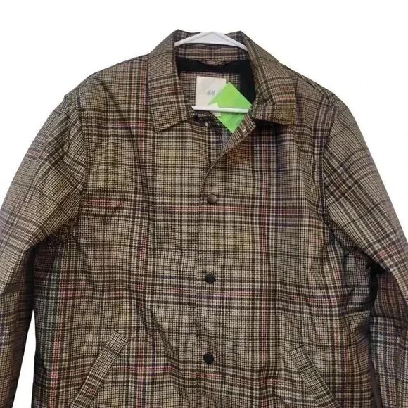 H&M Men's Beige/Black Plaid Windbreaker NEW - Picture 4 of 14